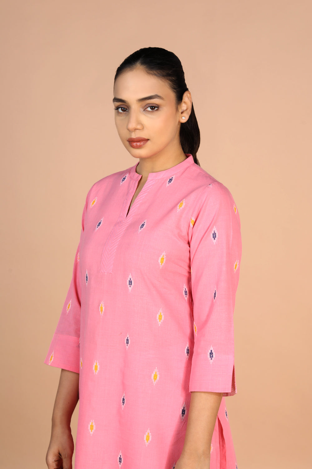 Soft Pink Cotton Kurti and pants set