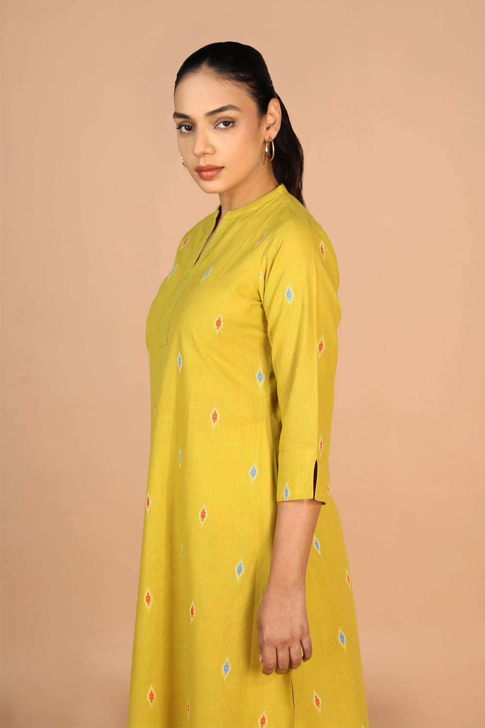 Lime Green Cotton Kurti and pants set