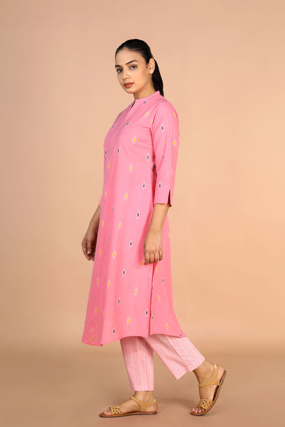 Soft Pink Cotton Kurti and pants set