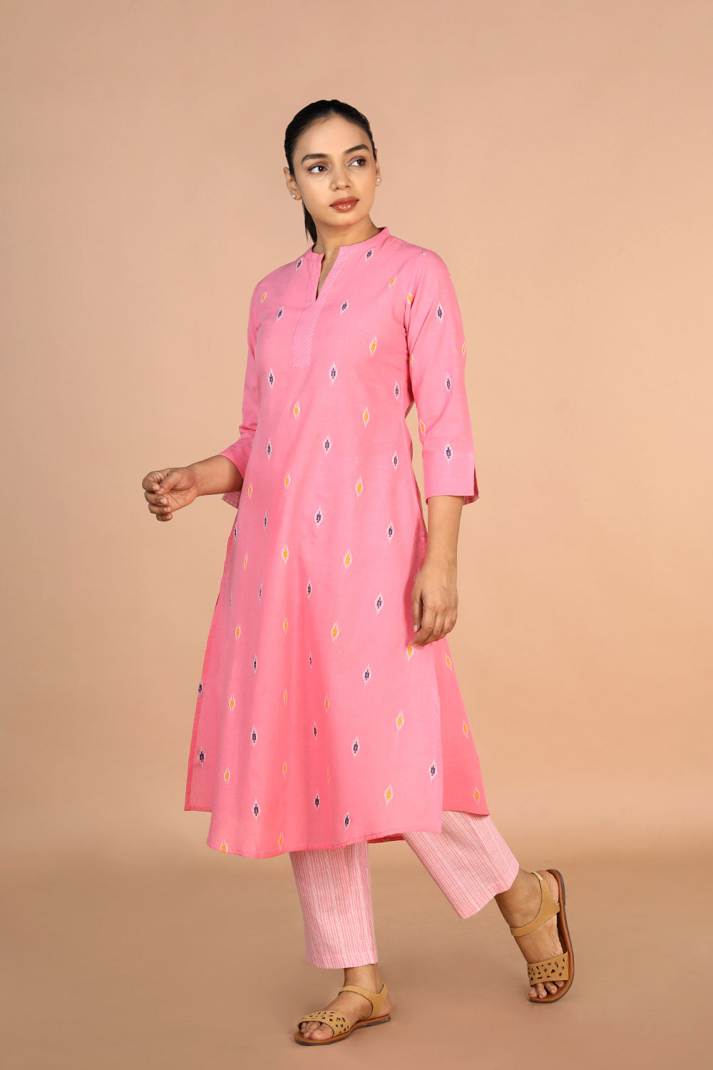 Soft Pink Cotton Kurti and pants set