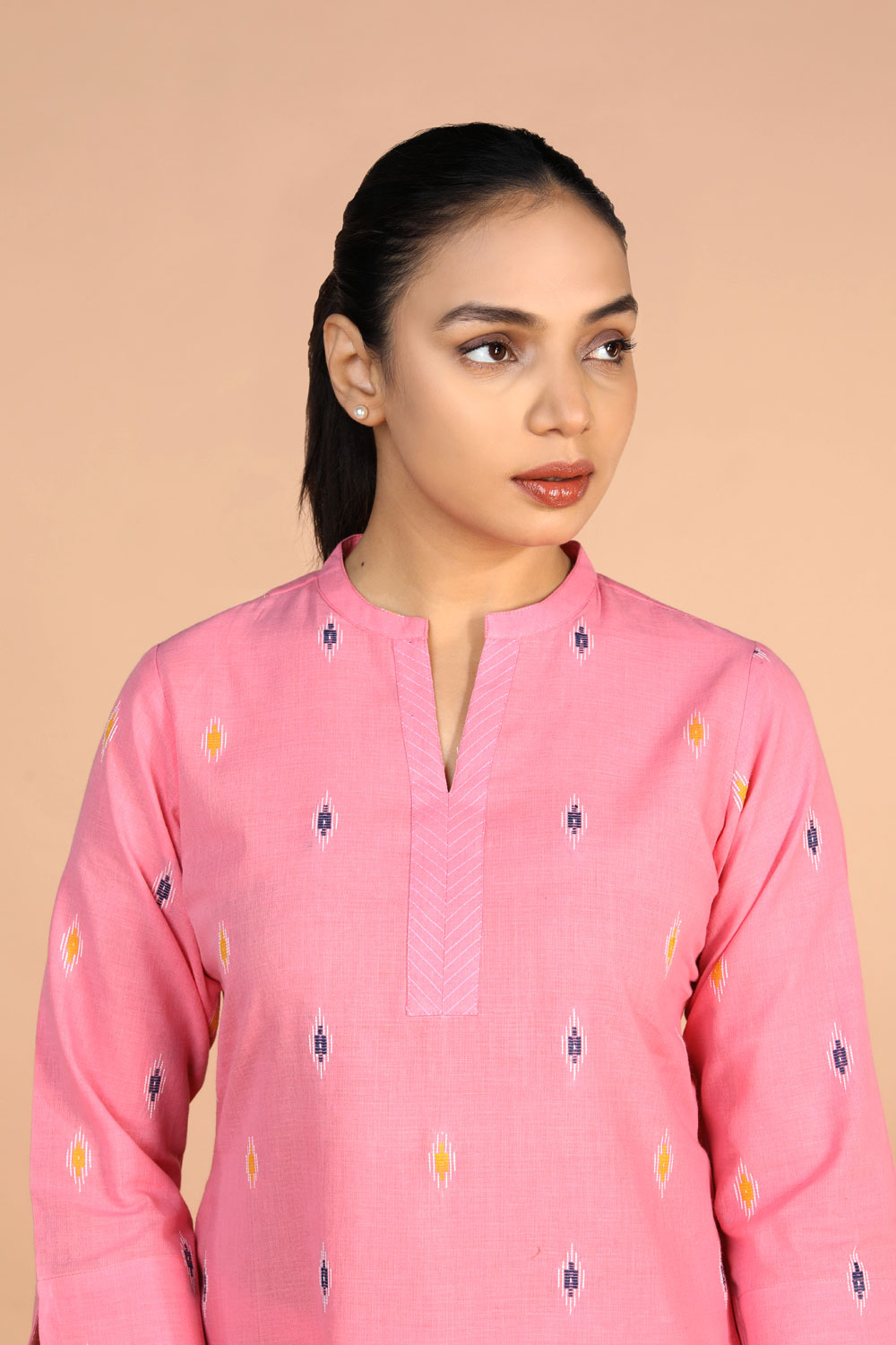 Soft Pink Cotton Kurti and pants set