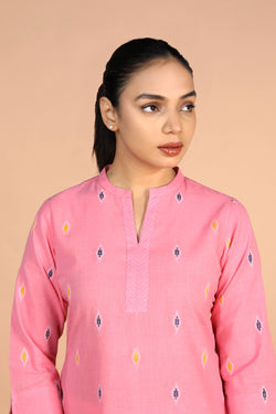 Image of Soft Pink Cotton Kurti and pants set