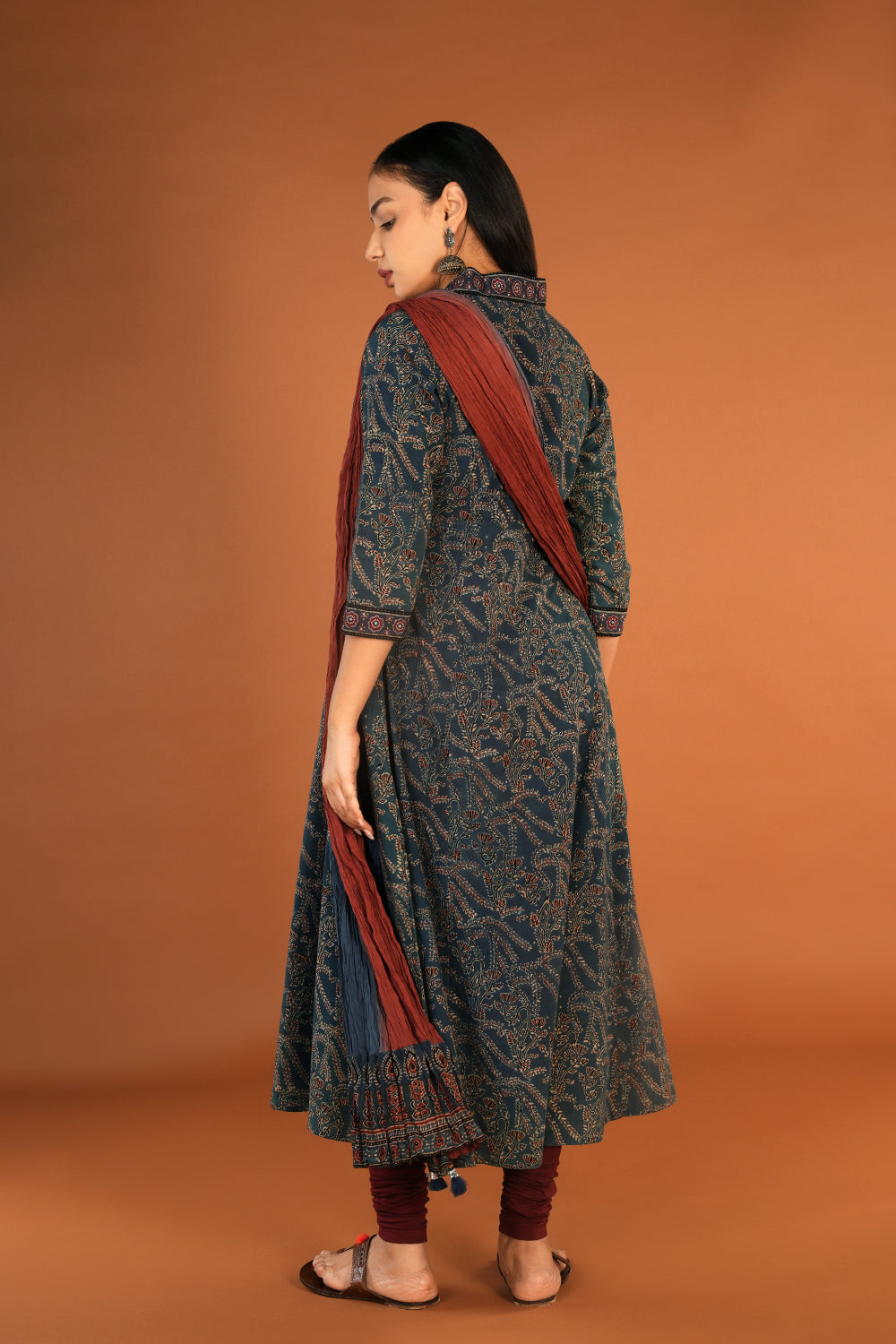 Image of Indigo Blue  Ajrakh Kurta and Dupatta set