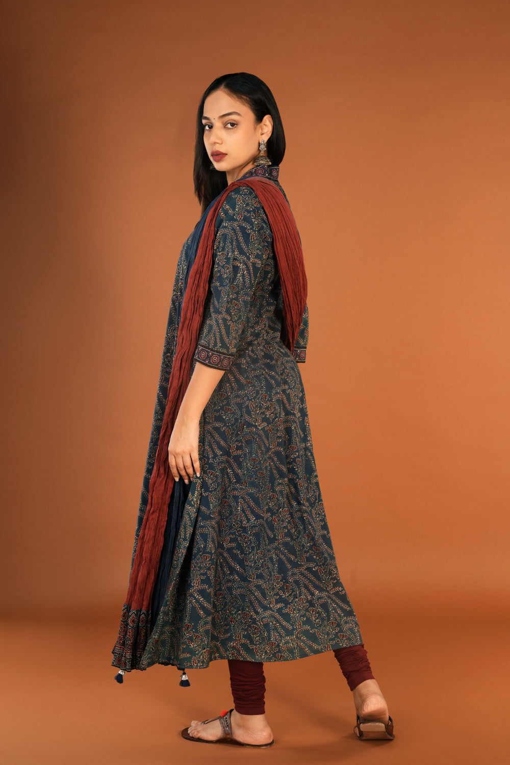 Image of Indigo Blue  Ajrakh Kurta and Dupatta set
