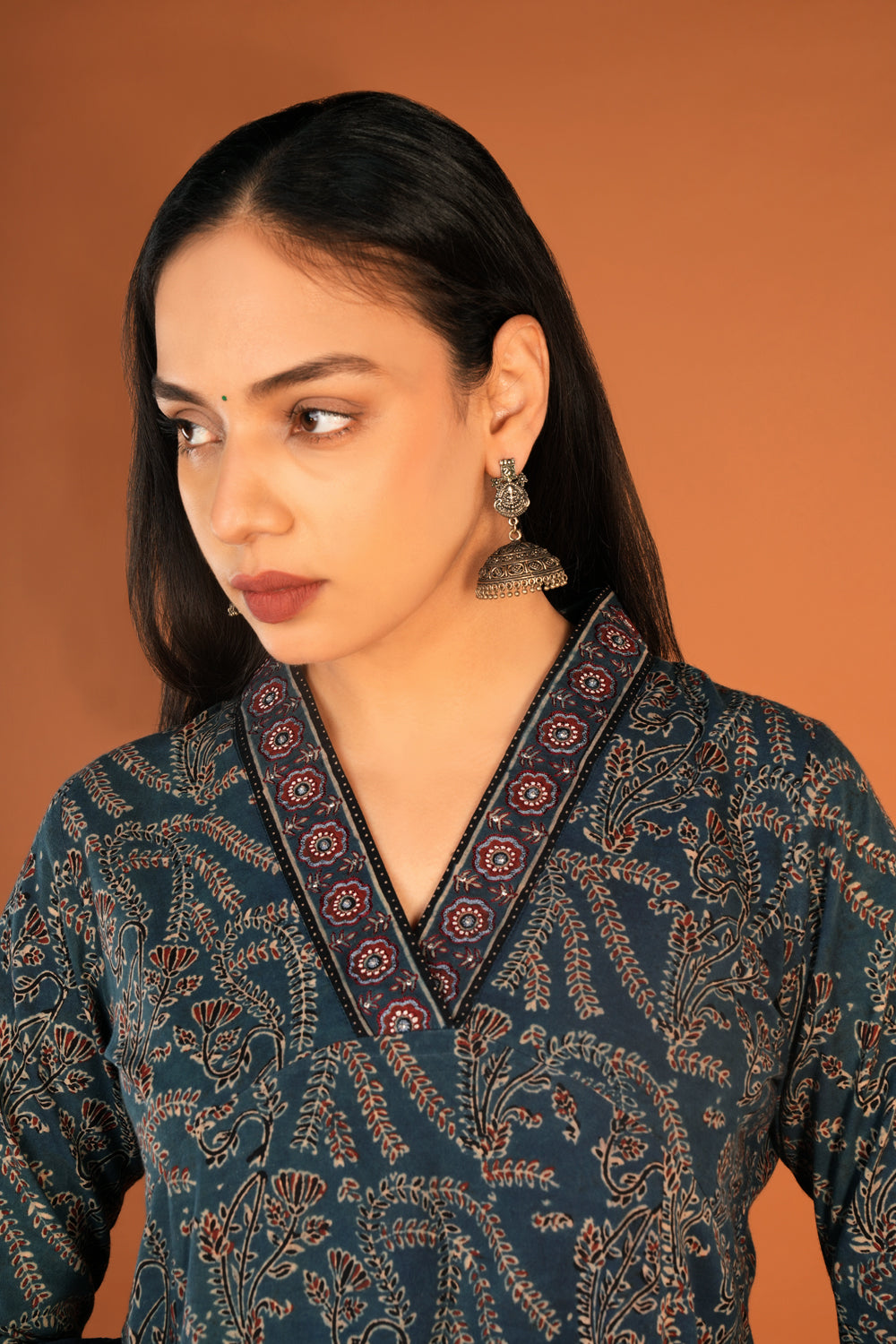 Indigo Blue  Ajrakh Kurta and Dupatta set