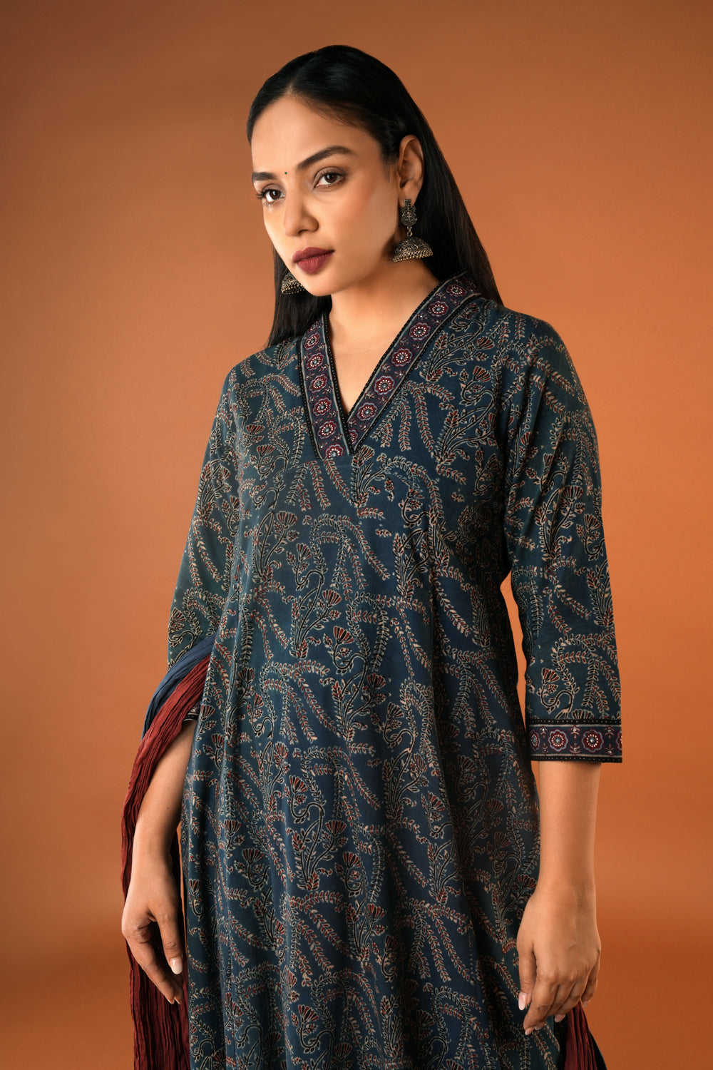 Indigo Blue  Ajrakh Kurta and Dupatta set