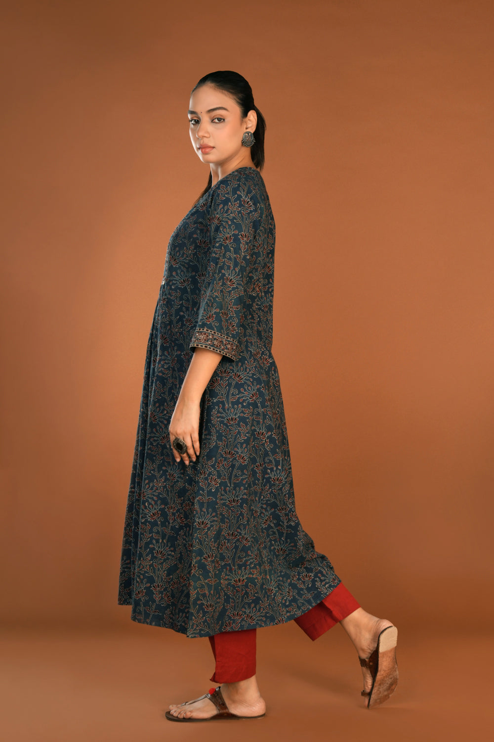 Image of Indigo blue Ajrakh Hand block printed Kurti