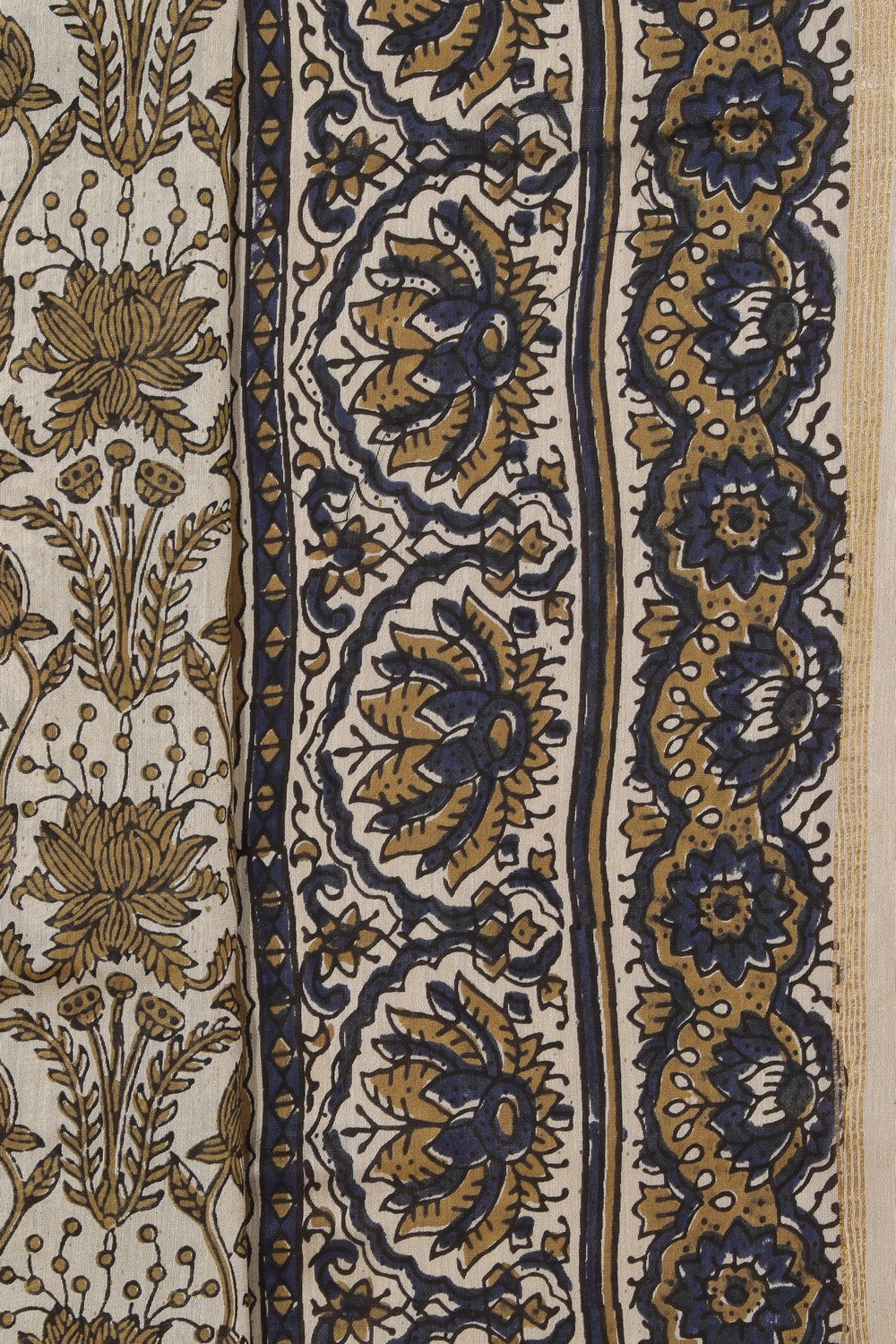 Image of Cream Ajrakh Chanderi Saree