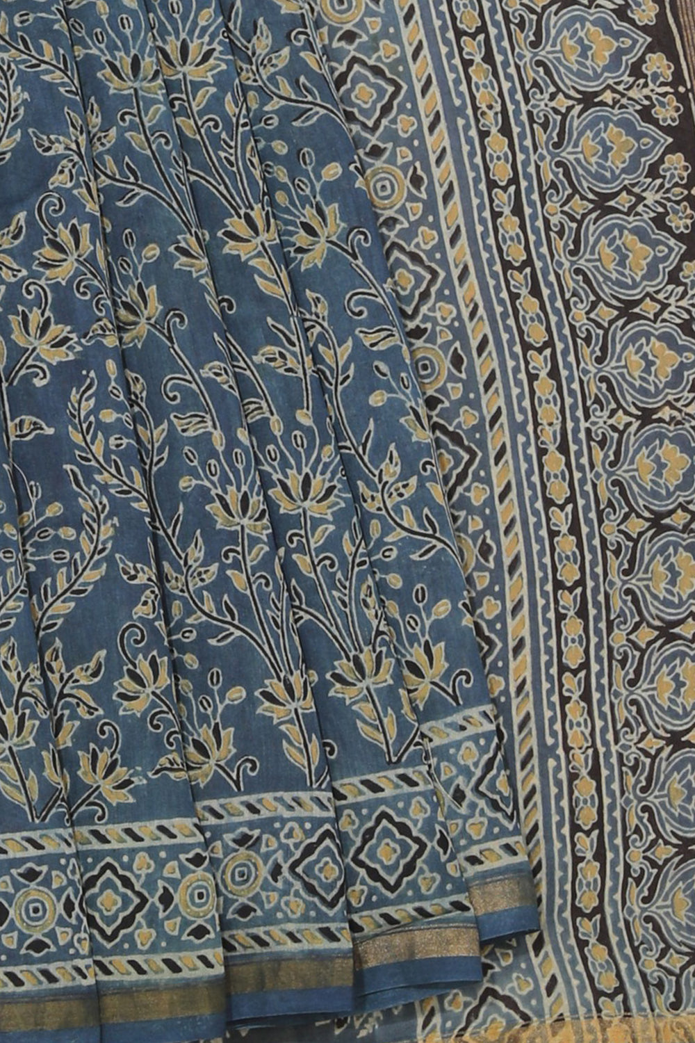 Collection of Ajrakh Chanderi Saree in a gallery layout