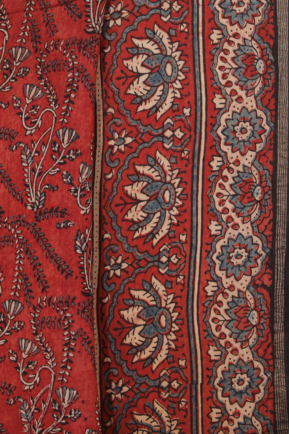 Image of Brick Red Ajrakh Chanderi Saree