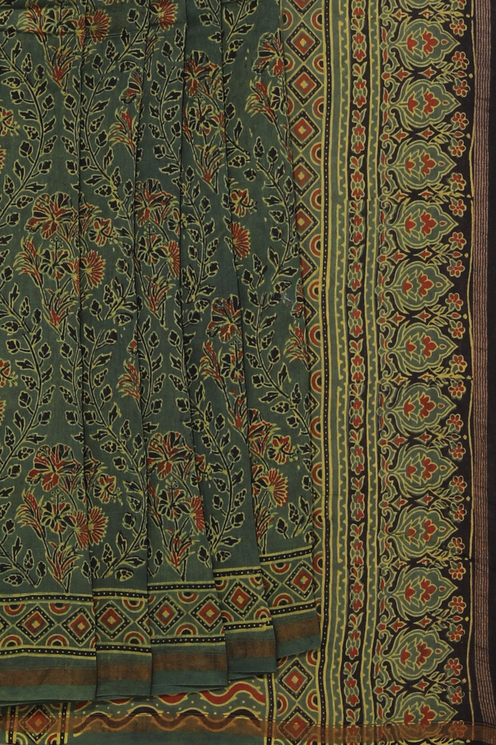 Collection of Ajrakh Chanderi Saree in a gallery layout