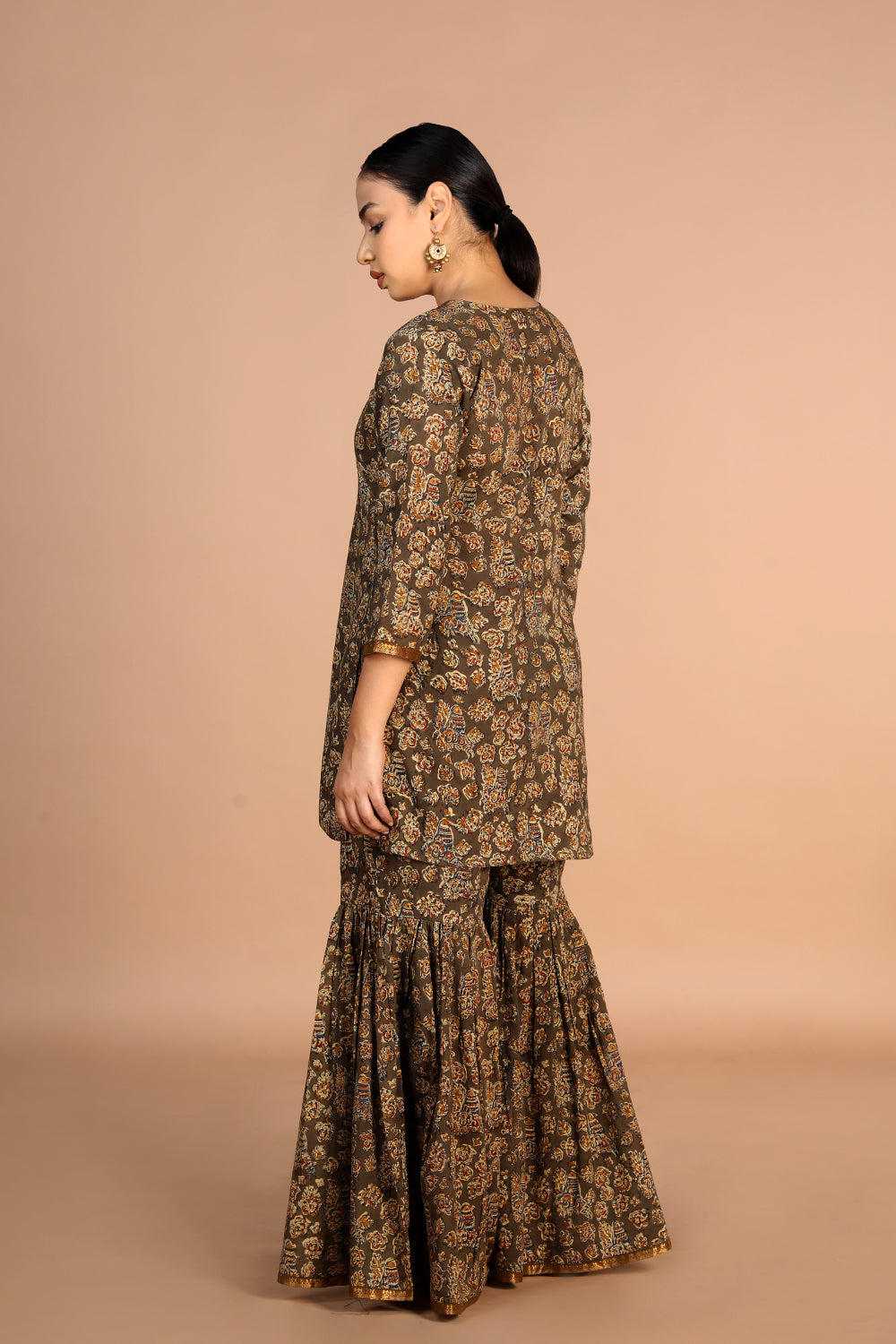 Cotton Kalamkari handblock printed Sharara suit set