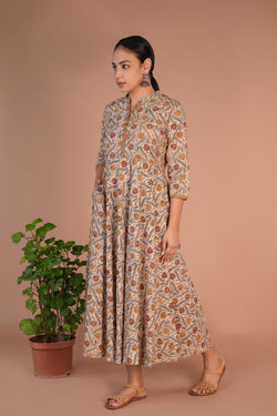 Image of Kalamkari handblock printed long dress