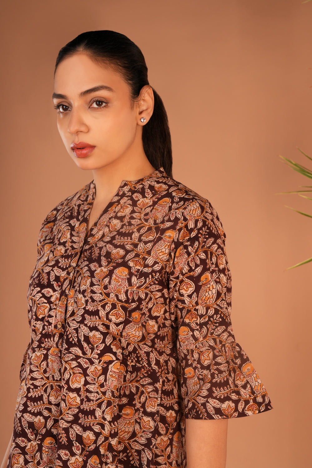 Image of Brown Kalamkari short kurti