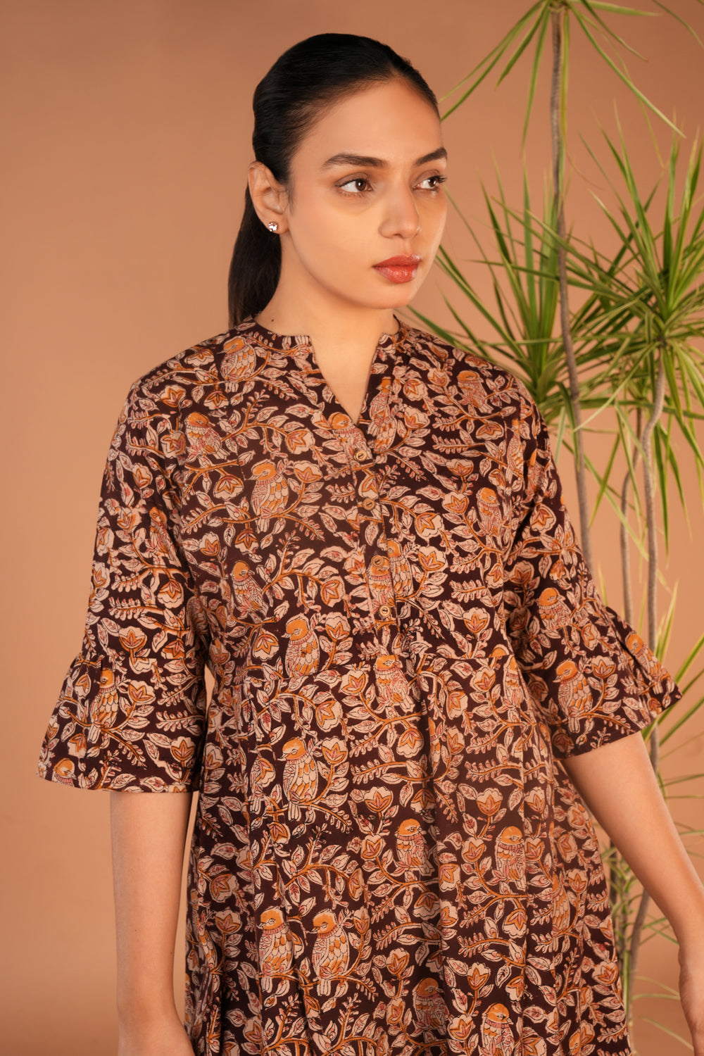 Image of Brown Kalamkari short kurti