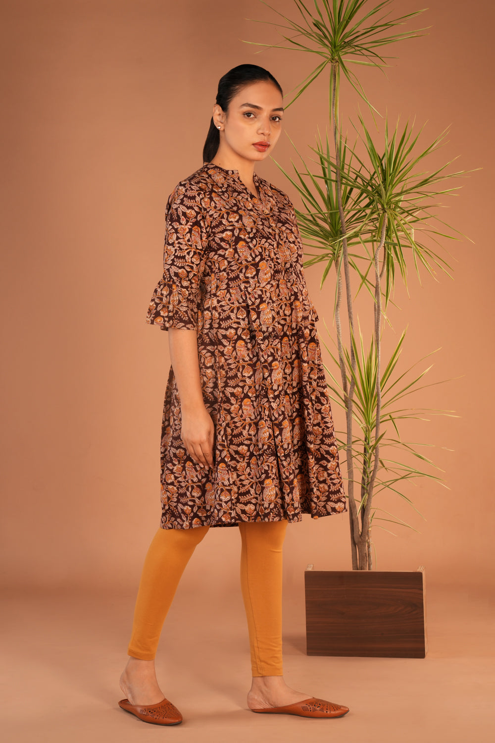 Image of Brown Kalamkari short kurti