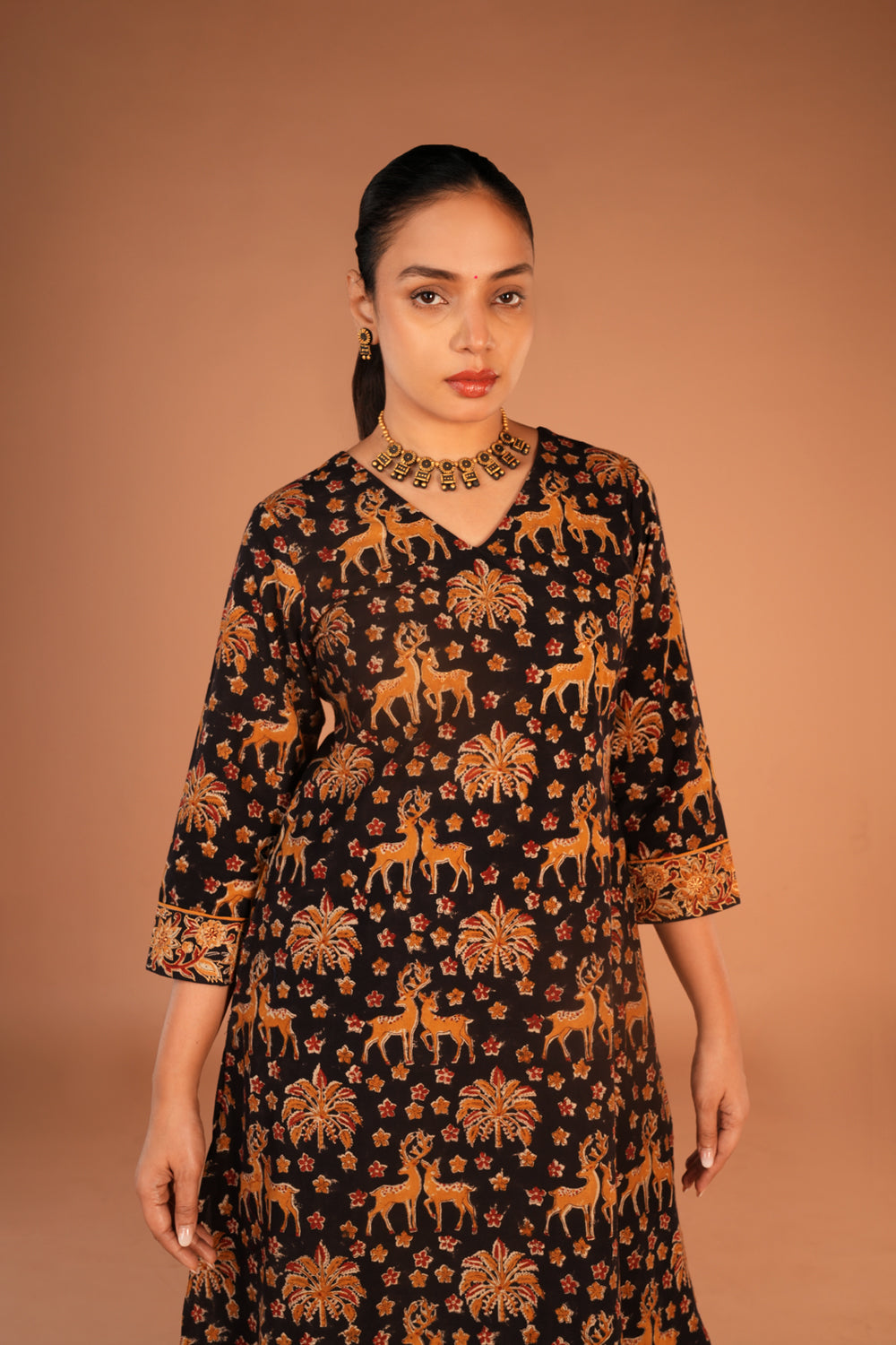 Image of Kalamkari hand block printed Kurta set