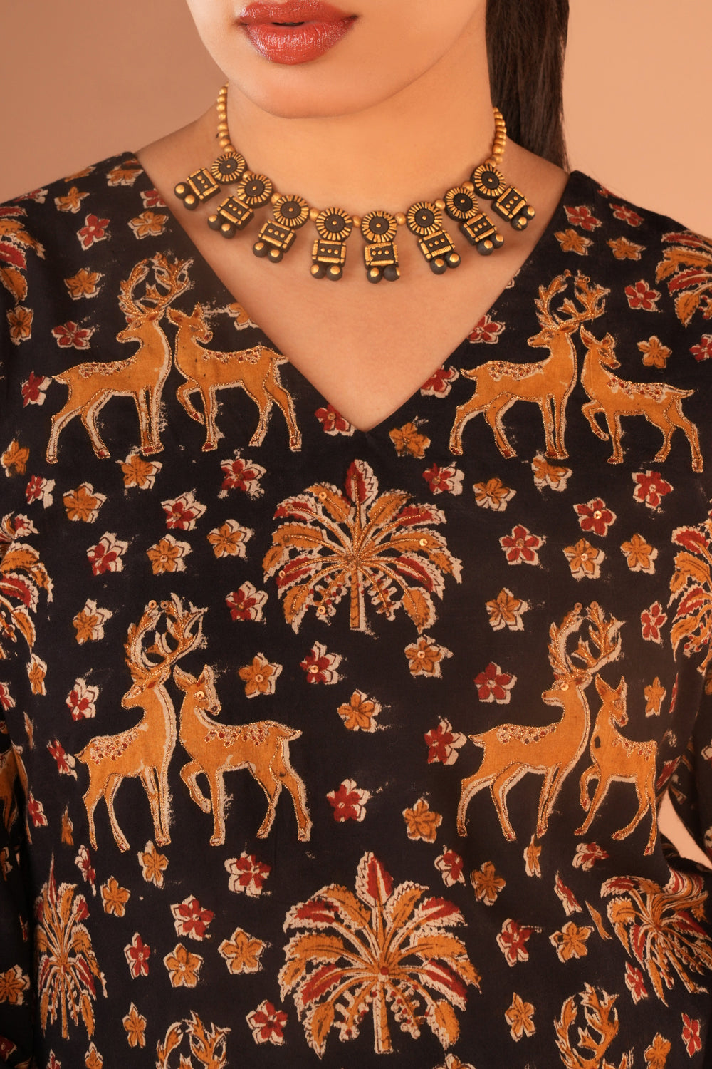 Image of Kalamkari hand block printed Kurta set