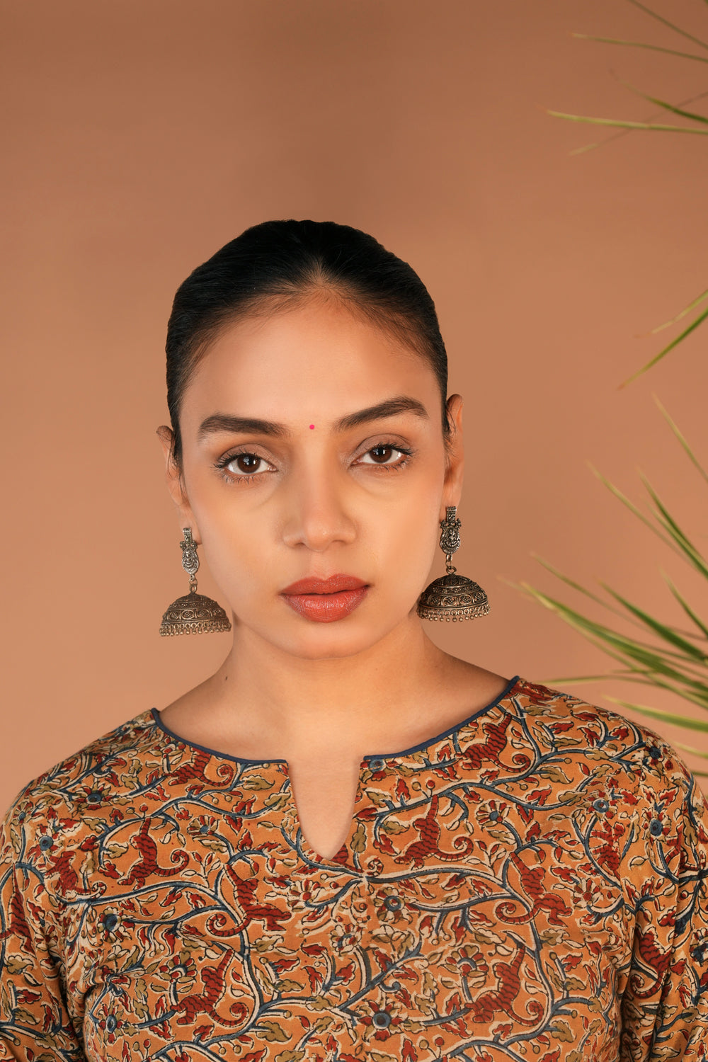 Image of Mustard Kalamkari handblock printed short kurti