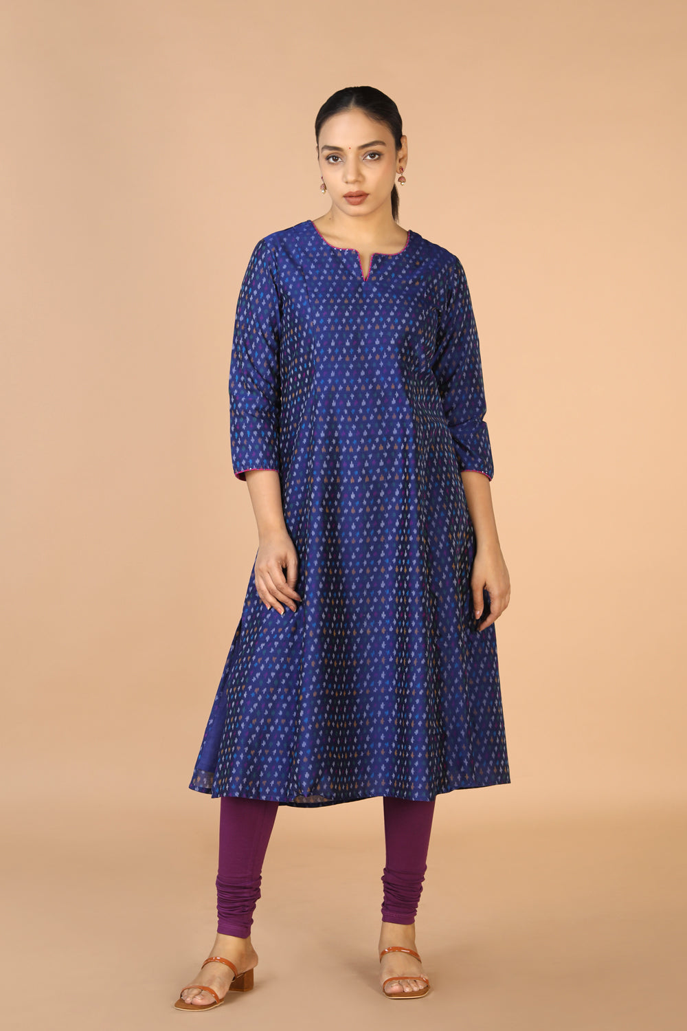 Collection of Royal Blue silk Pochampally Ikat Kurti in a gallery layout