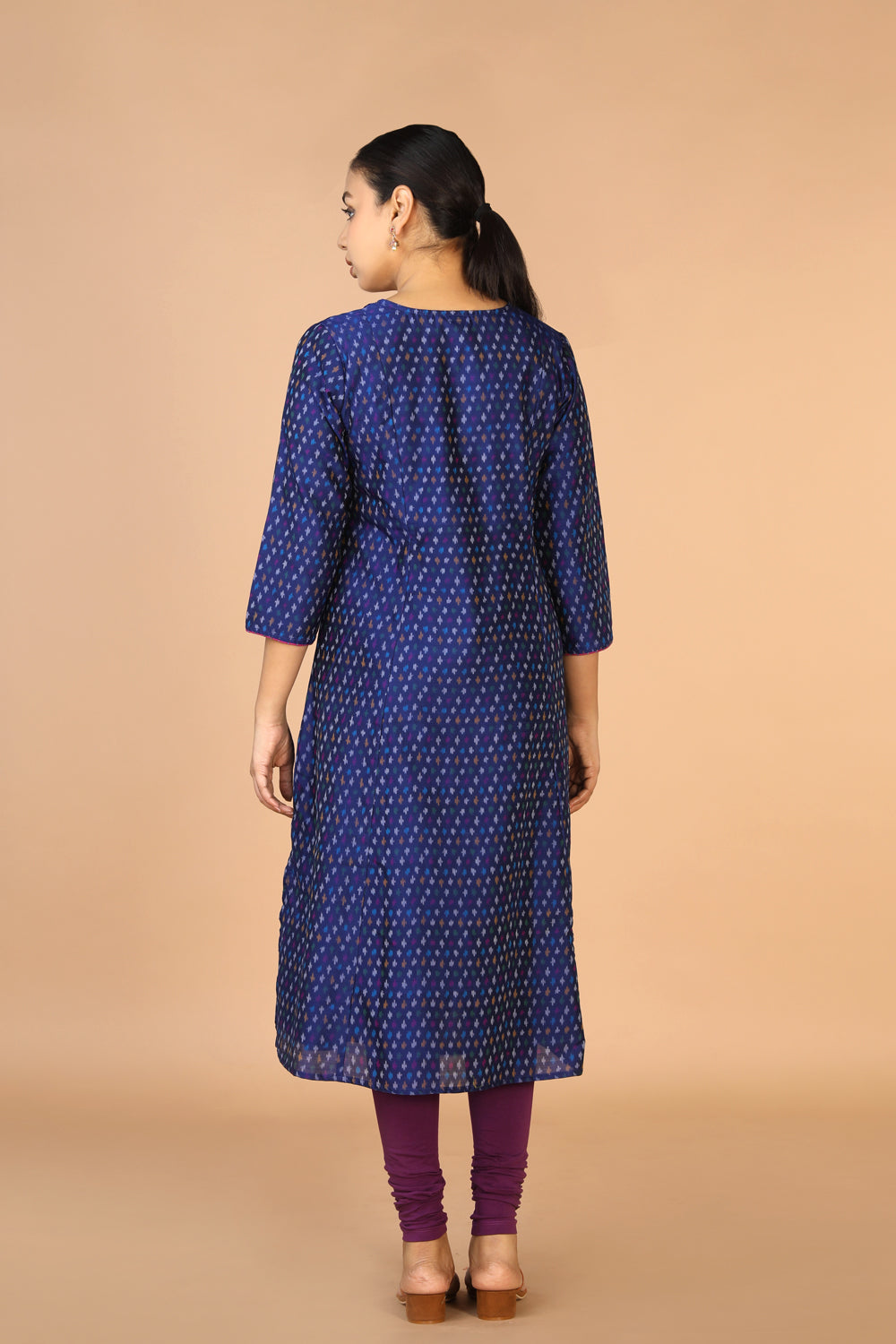 Collection of Royal Blue silk Pochampally Ikat Kurti in a gallery layout