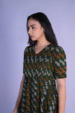 Image of Handwoven cotton Pochampally Ikat dress