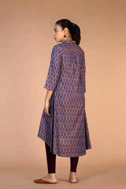 Image of Blue cotton Pochampally Ikat Kurta