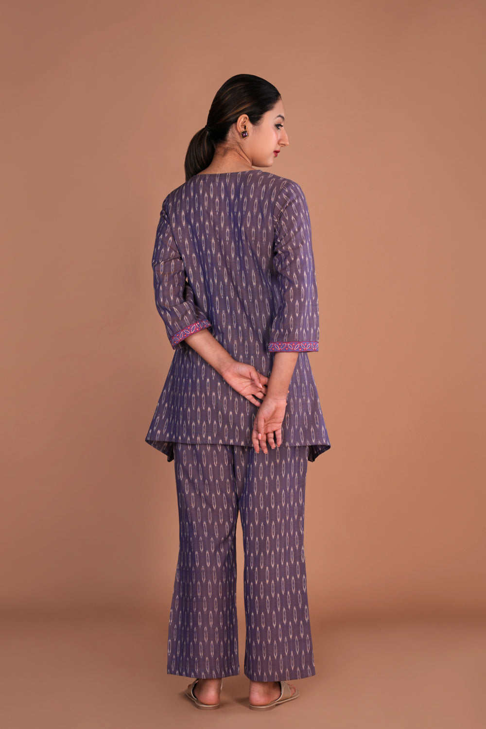 Image of Slate Purple Pochampally Ikat Coord set