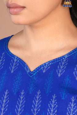 Image of Handwoven Silk Pochampally Ikat Kurti