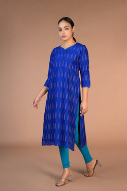 Image of Handwoven Silk Pochampally Ikat Kurti