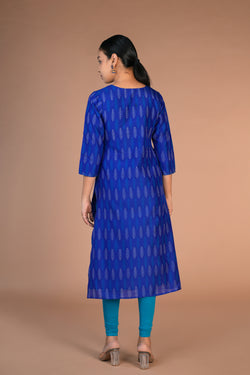 Image of Handwoven Silk Pochampally Ikat Kurti