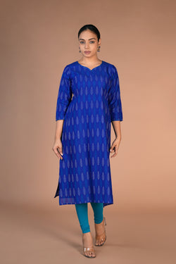 Image of Handwoven Silk Pochampally Ikat Kurti