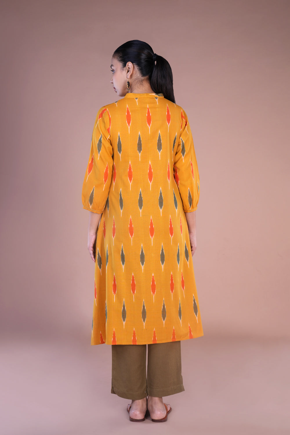Image of Mirror embroidered Pochampally Ikat Kurti