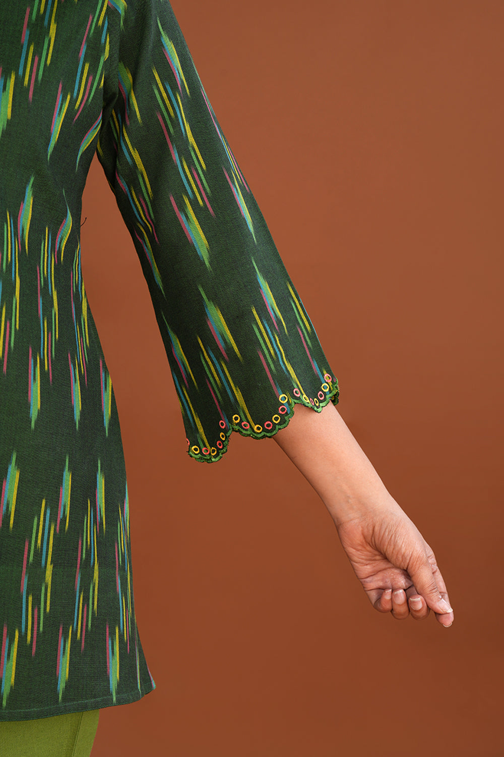 Image of Cotton Pochampally Ikat short Kurti