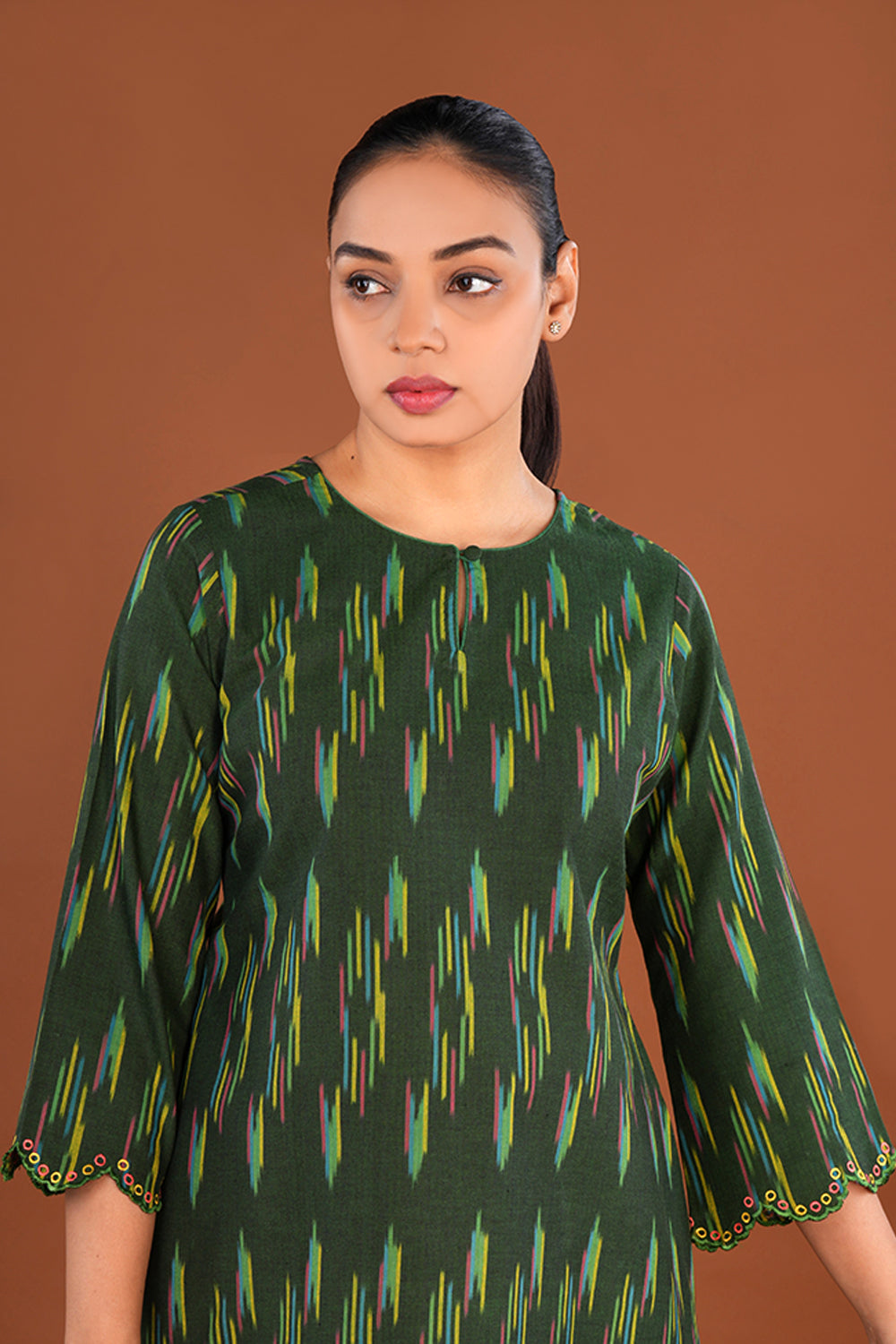Cotton Pochampally Ikat short Kurti