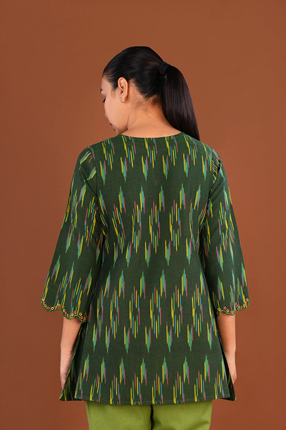 Cotton Pochampally Ikat short Kurti