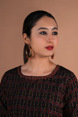 Image of Black Pochampally Silk Ikat kurta