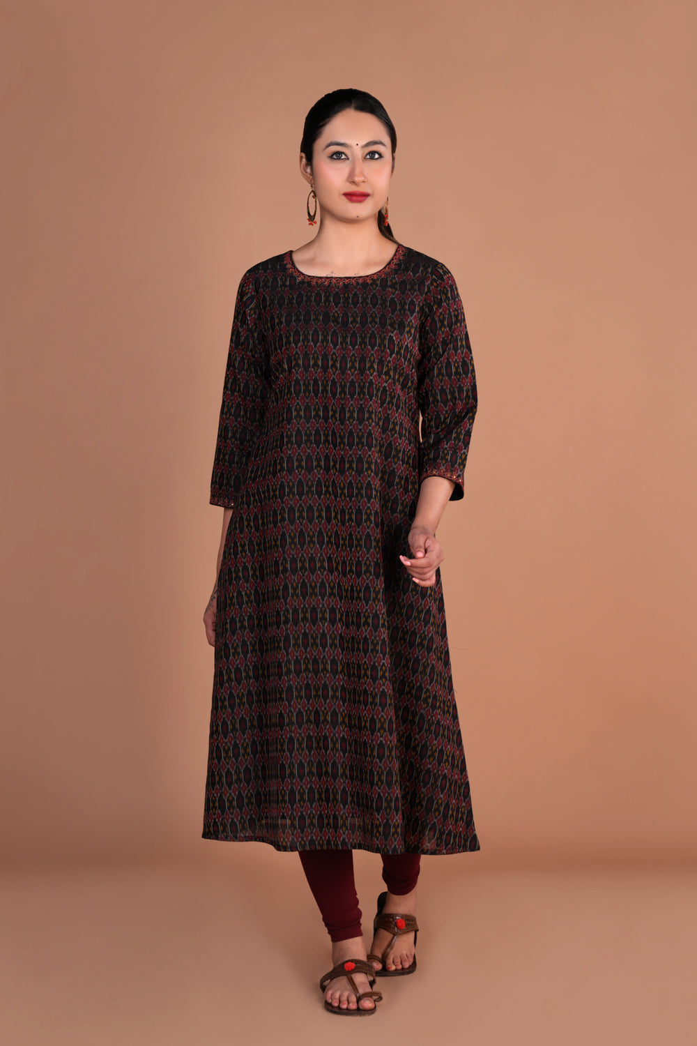 Black Pochampally Silk Ikat kurta