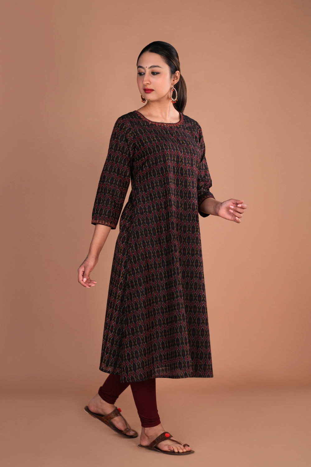 Black Pochampally Silk Ikat kurta