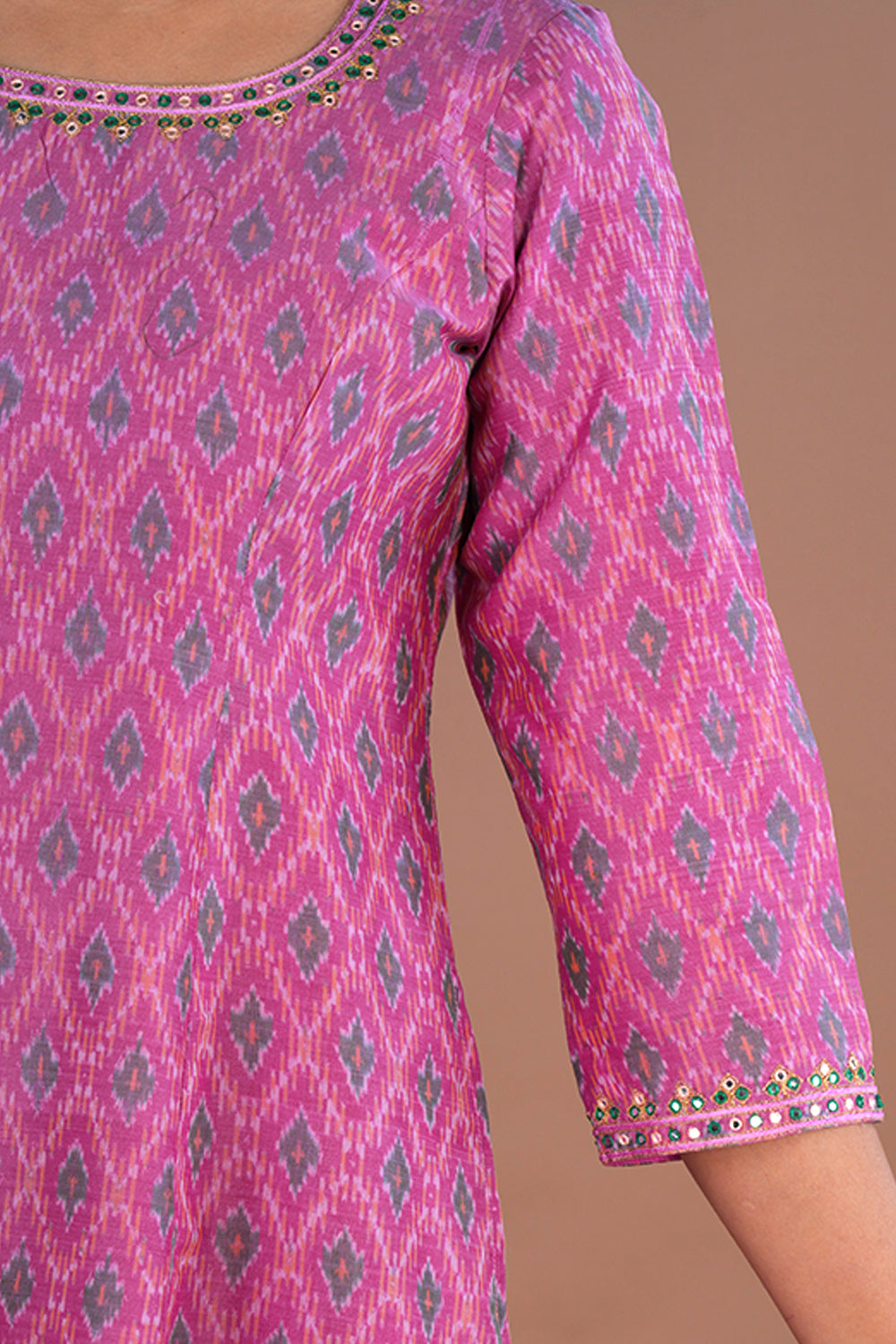 Dusty Rose Pochampally Silk Ikat Kurti