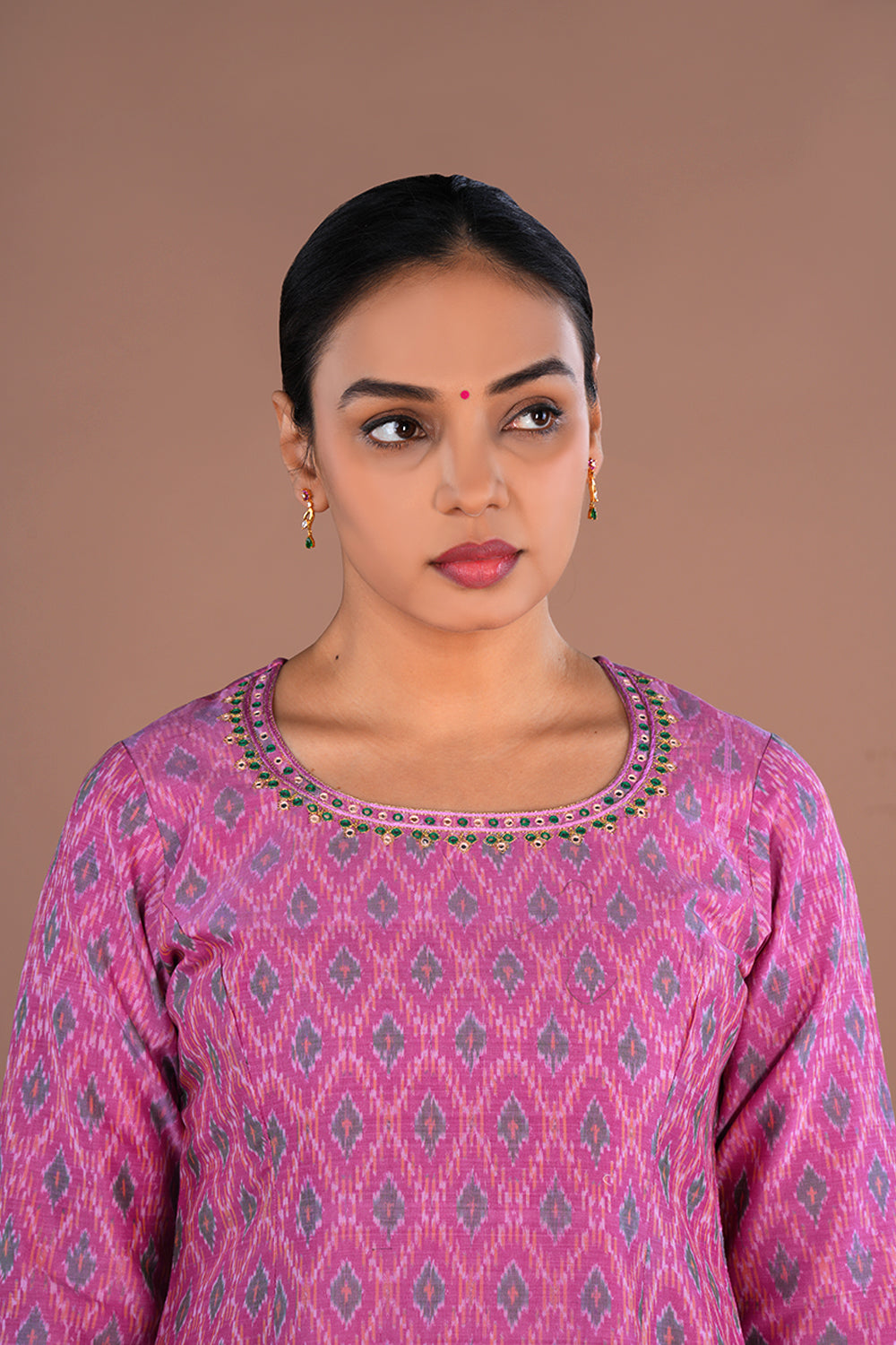 Dusty Rose Pochampally Silk Ikat Kurti