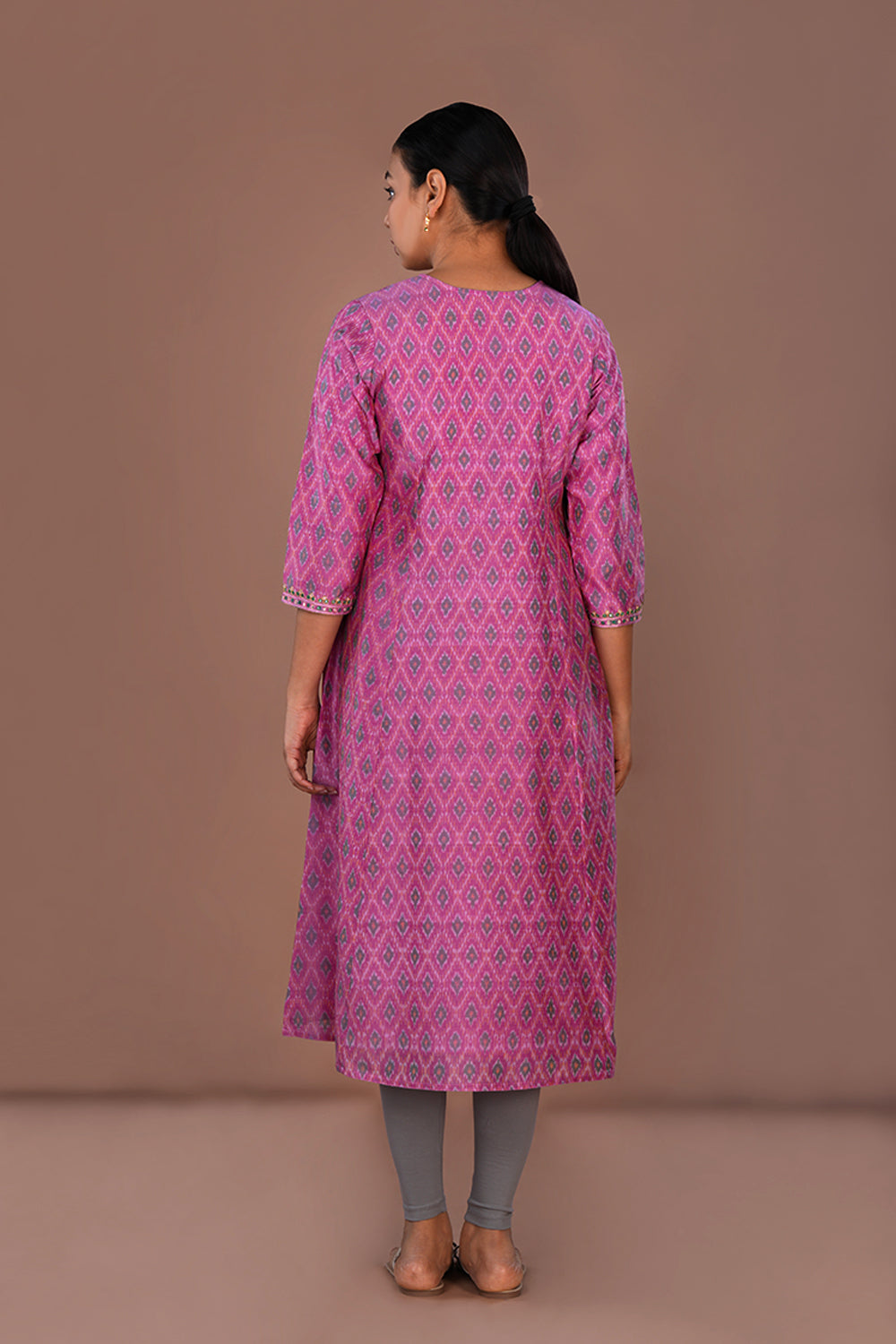 Dusty Rose Pochampally Silk Ikat Kurti