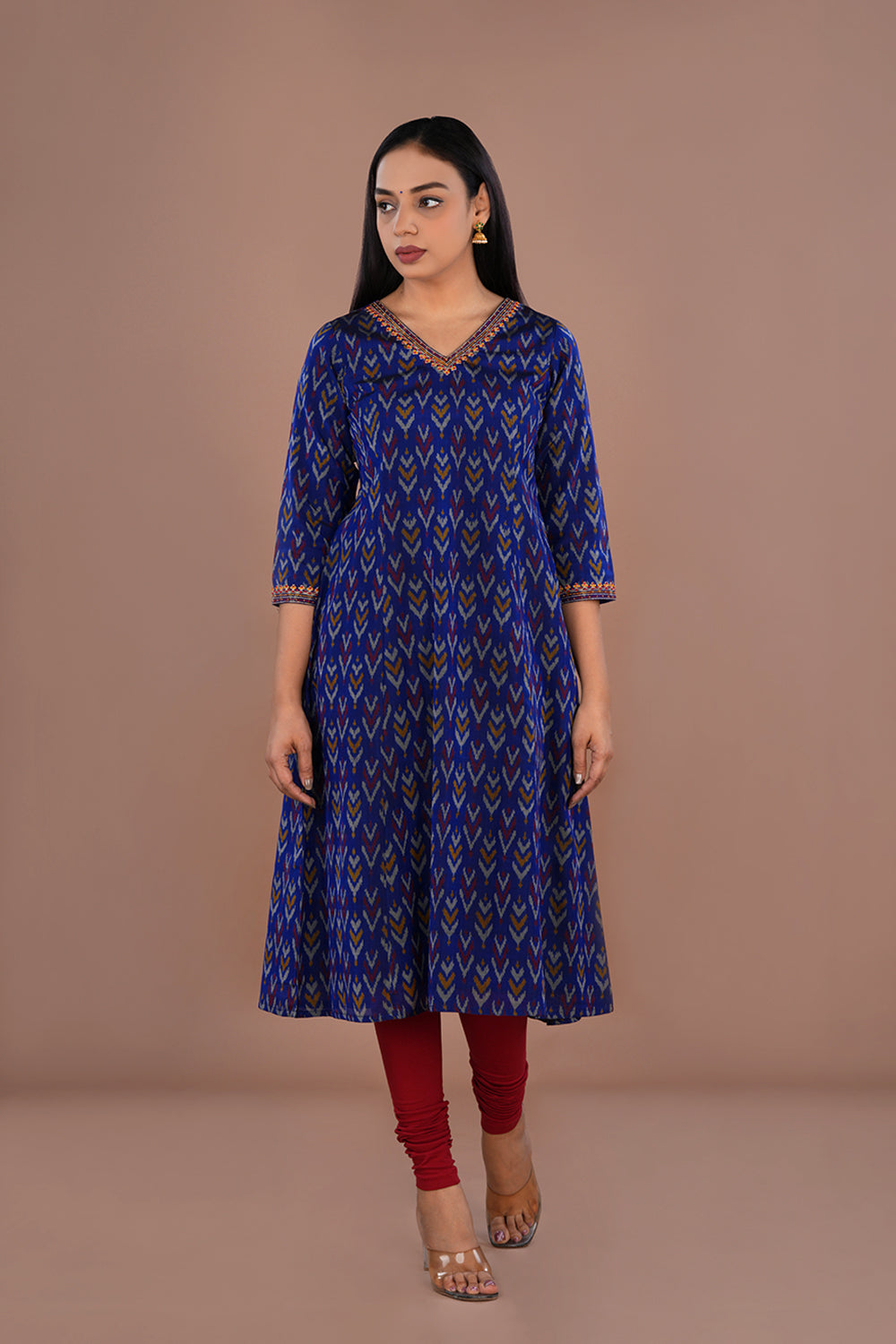 Image of Royal Blue Pochampally Silk Ikat kurti