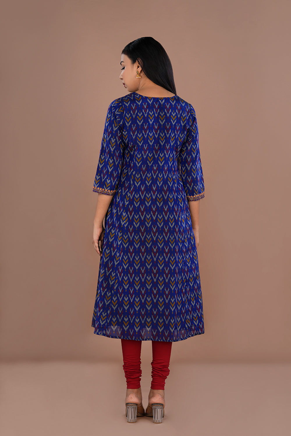 Image of Royal Blue Pochampally Silk Ikat kurti