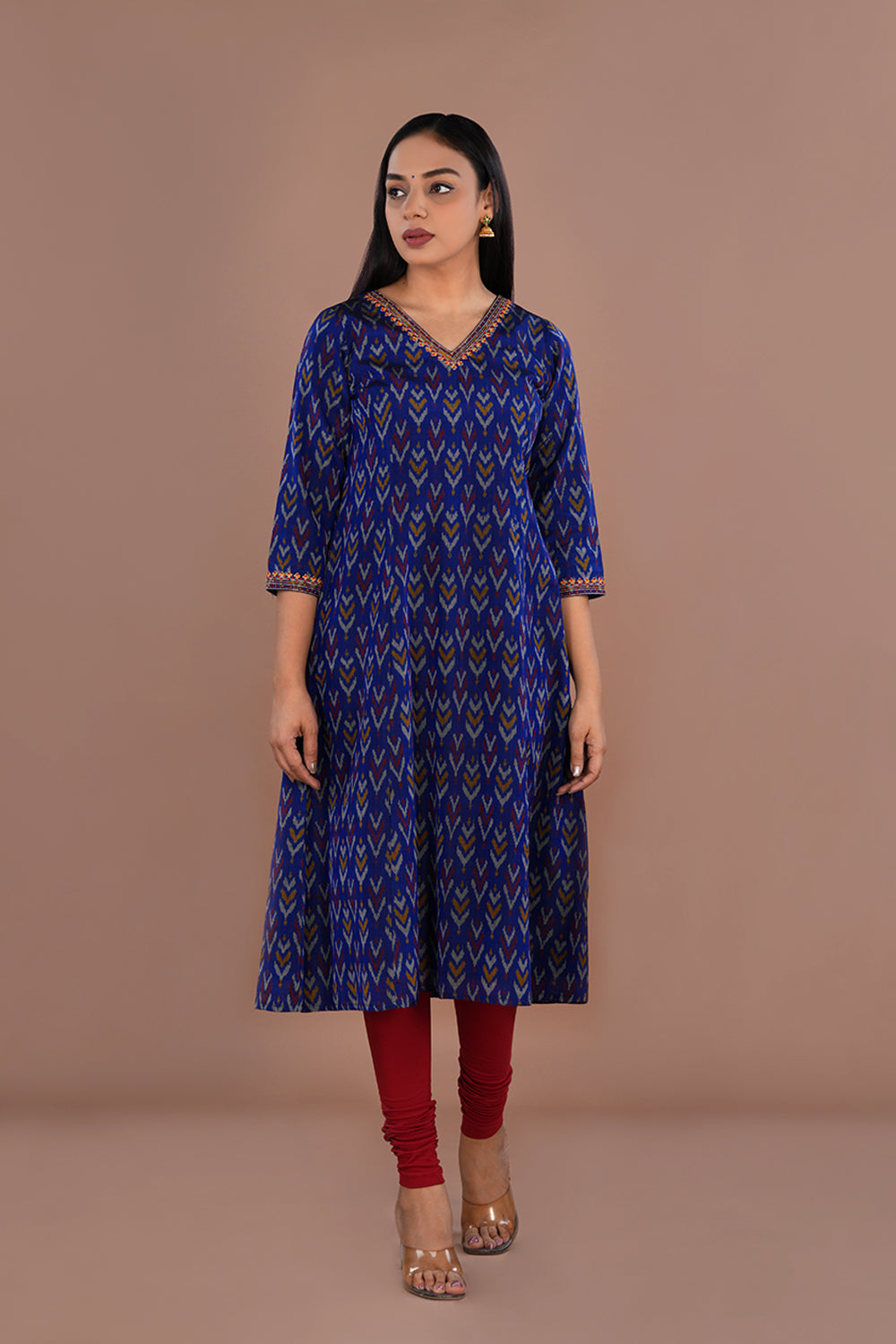 Image of Royal Blue Pochampally Silk Ikat kurti