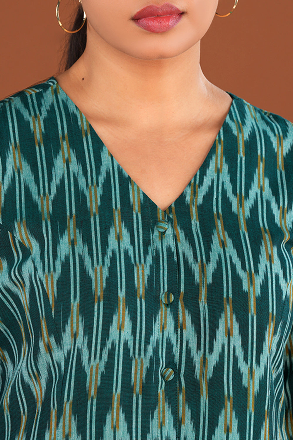 Teal Green Pochampally Ikat Kurta