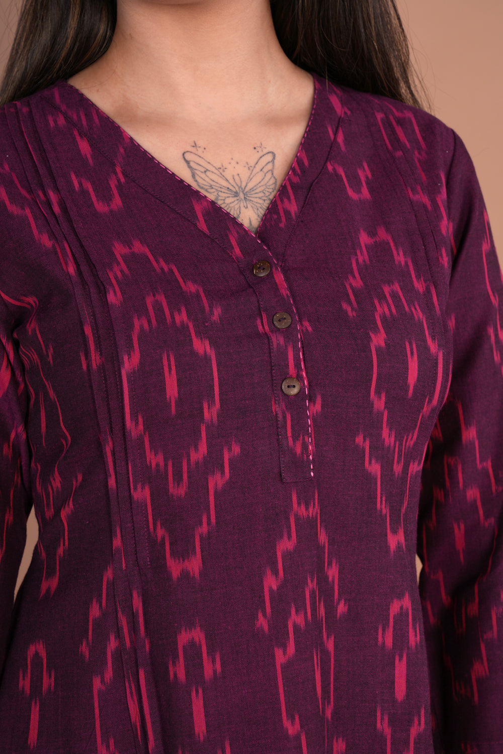 Dark purple Pochampally Ikat kurti