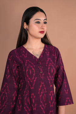 Image of Dark purple Pochampally Ikat kurti