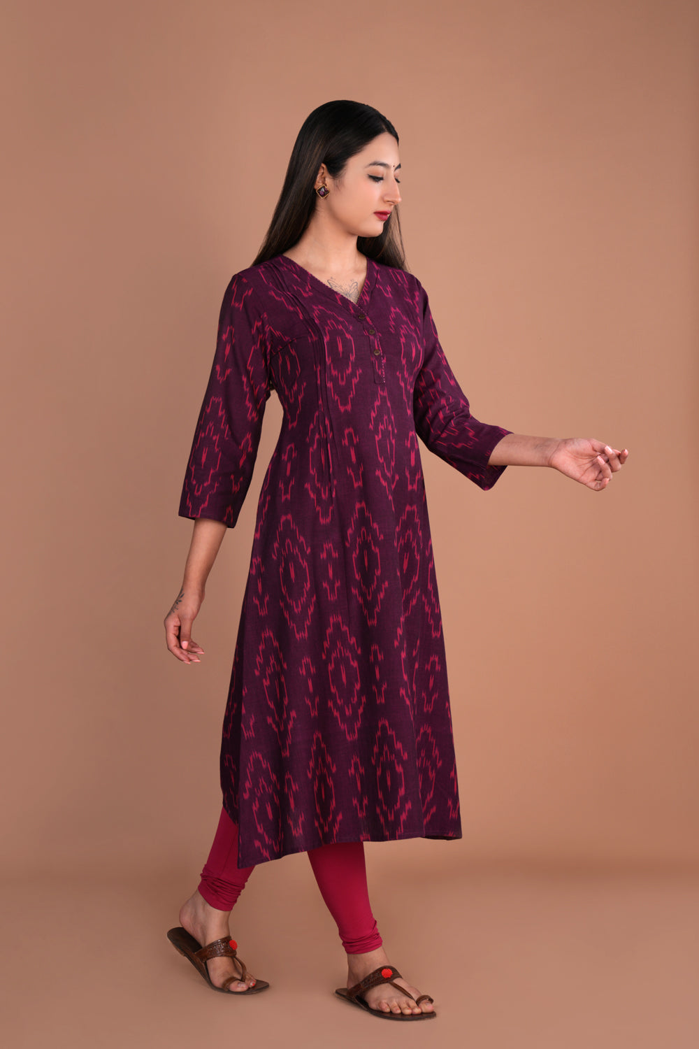 Dark purple Pochampally Ikat kurti