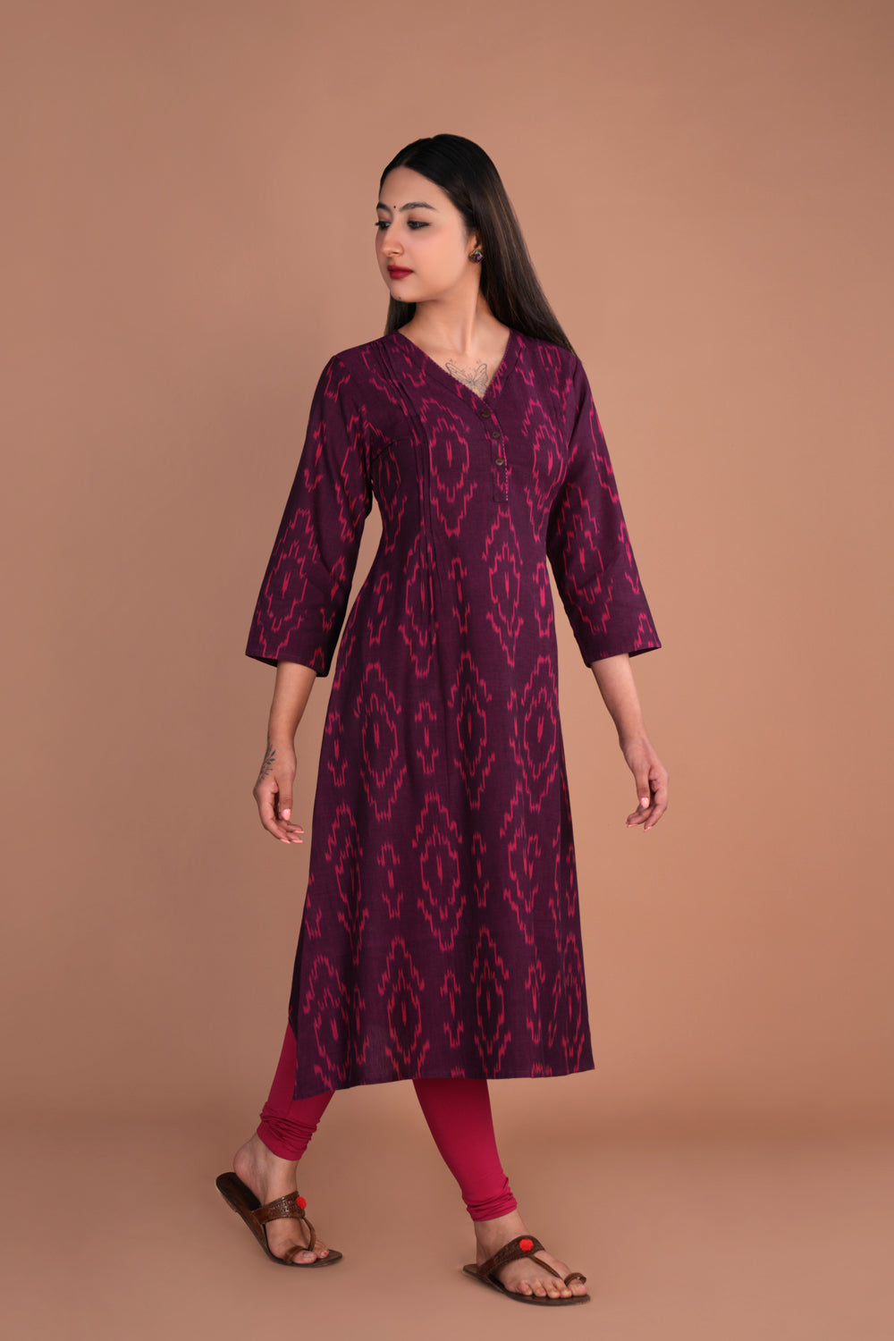 Dark purple Pochampally Ikat kurti